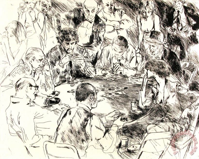 Leroy Neiman Stud Poker, (black & White) Art Painting