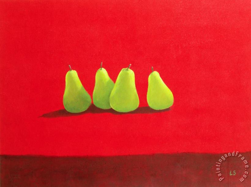Pears On Red Cloth painting - Lincoln Seligman Pears On Red Cloth Art Print
