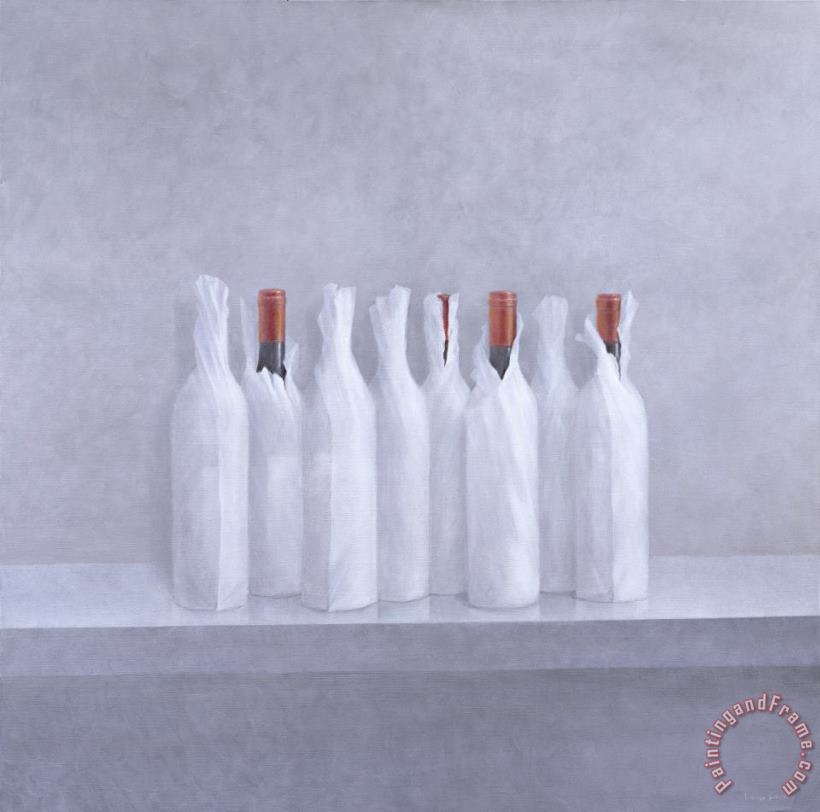 Wrapped Bottles On Grey 2005 painting - Lincoln Seligman Wrapped Bottles On Grey 2005 Art Print