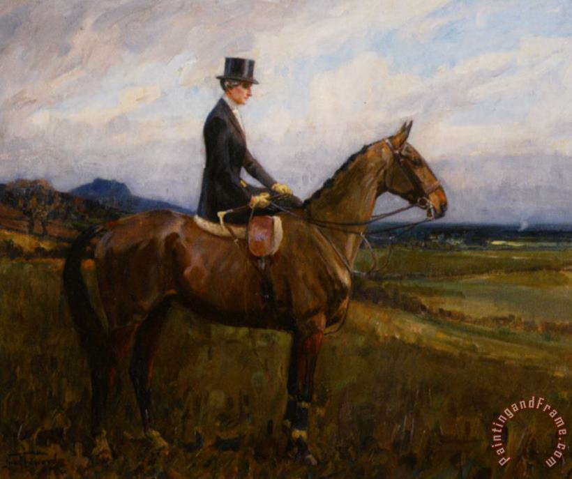 Lionel Edwards Portrait of Evelyn Rolt on Horseback Art Painting