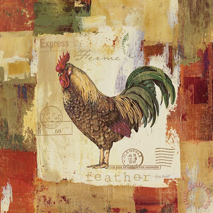 Colorful Rooster II painting - Lisa Audit Colorful Rooster II Art Print
