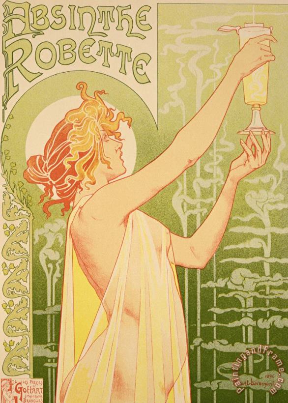 Reproduction Of A Poster Advertising 'robette Absinthe' painting - Livemont Reproduction Of A Poster Advertising 'robette Absinthe' Art Print