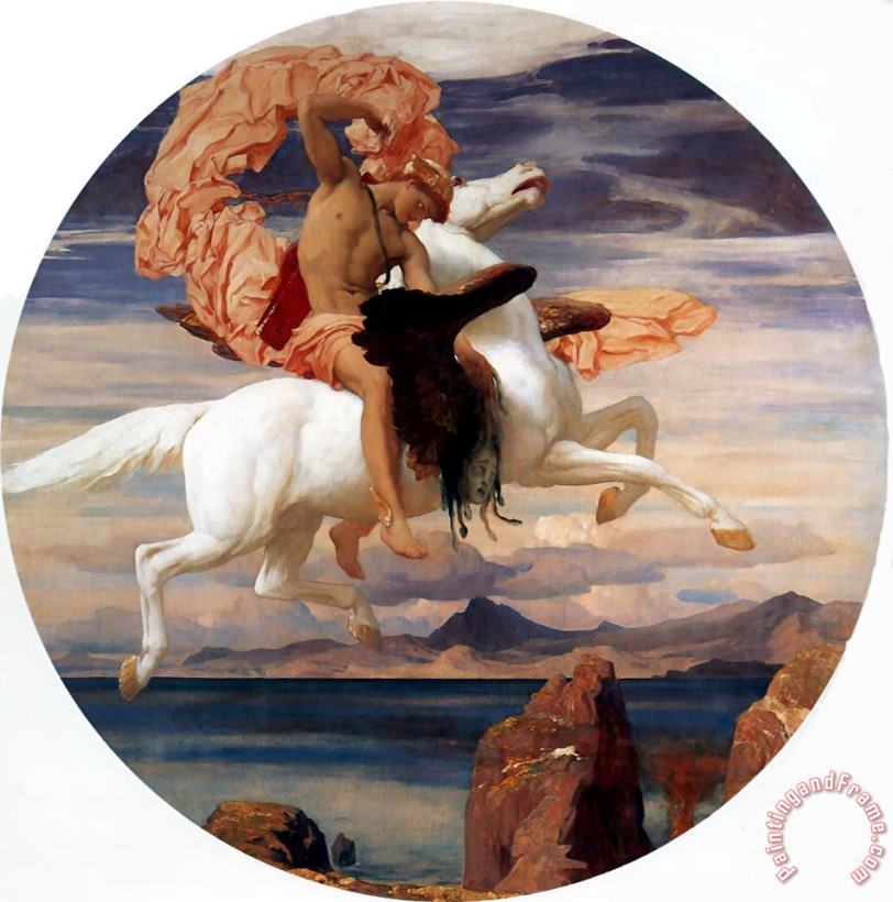 Lord Frederick Leighton Perseus on Pegasus Hastening to The Rescue of Andromeda Art Painting
