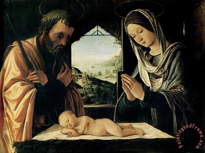 The Nativity painting - Lorenzo Costa The Nativity Art Print