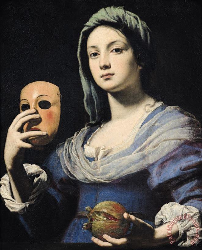 Woman with a Mask painting - Lorenzo Lippi Woman with a Mask Art Print
