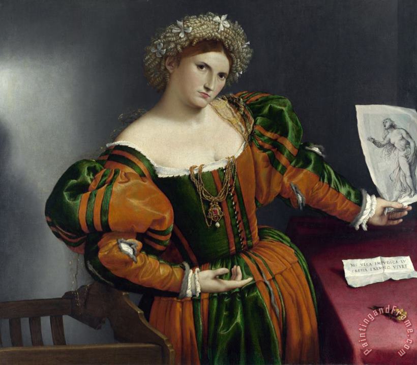 Portrait of a Woman Inspired by Lucretia painting - Lorenzo Lotto Portrait of a Woman Inspired by Lucretia Art Print
