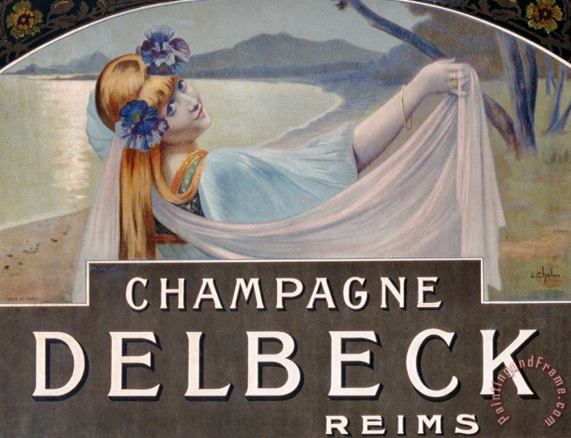 Louis Chalon Advertisement For Champagne Delbeck Art Painting