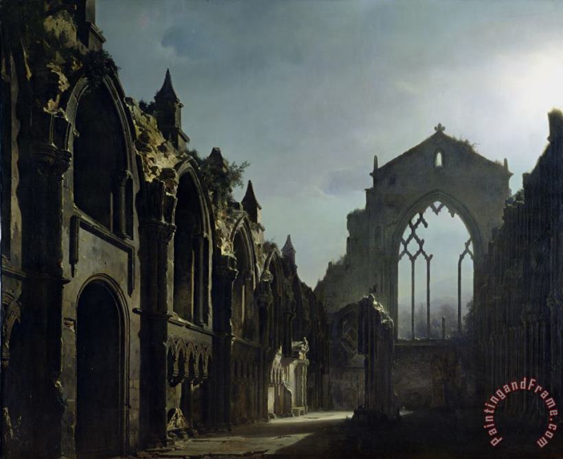 Louis Jacques Mande Daguerre Ruins of Holyrood Chapel Art Painting