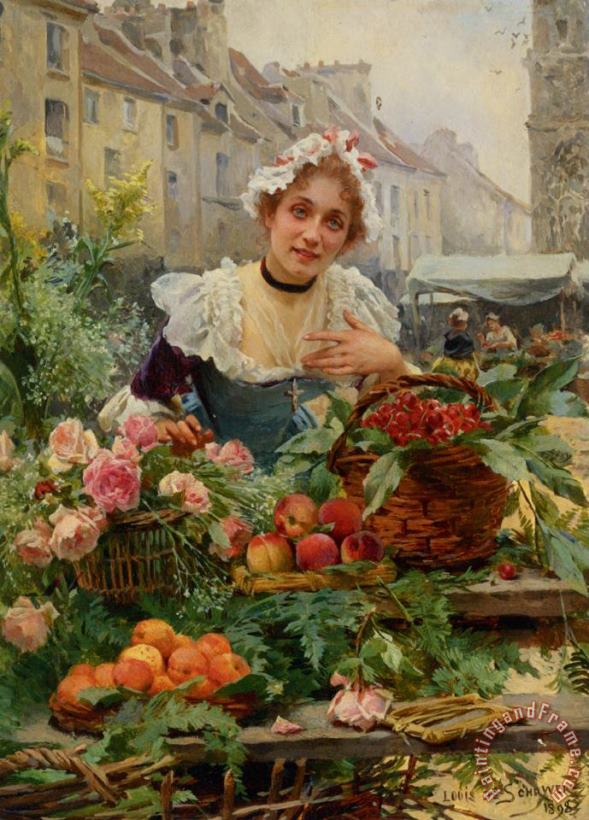 Louis Marie De Schryver The Flower Seller Art Painting