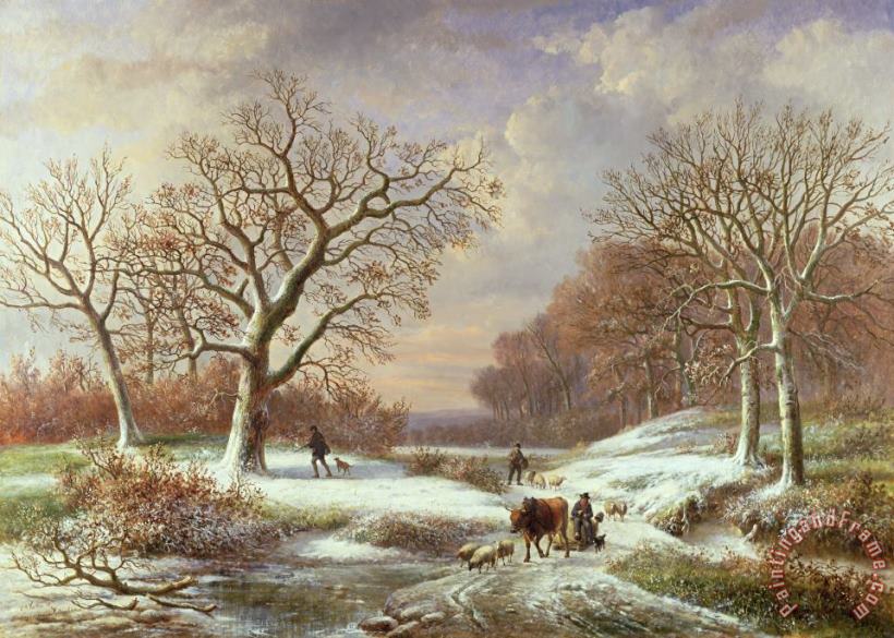Louis Verboeckhoven Winter Landscape Art Print