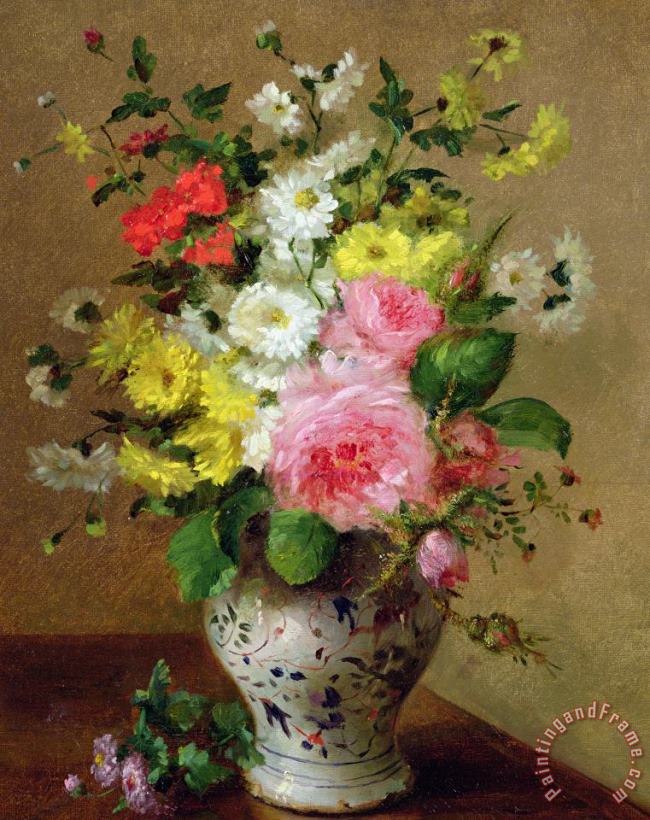 Still Life With Flowers In A Vase painting - Louise Darru Still Life With Flowers In A Vase Art Print