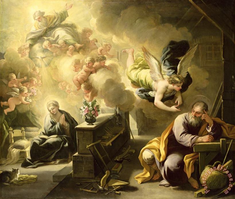 The Dream of Saint Joseph painting - Luca Giordano The Dream of Saint Joseph Art Print