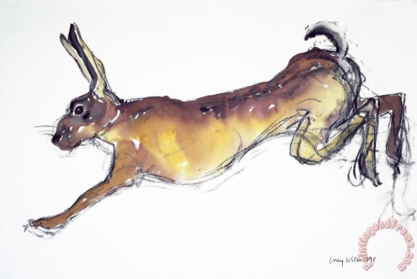 Jumping Hare painting - Lucy Willis Jumping Hare Art Print