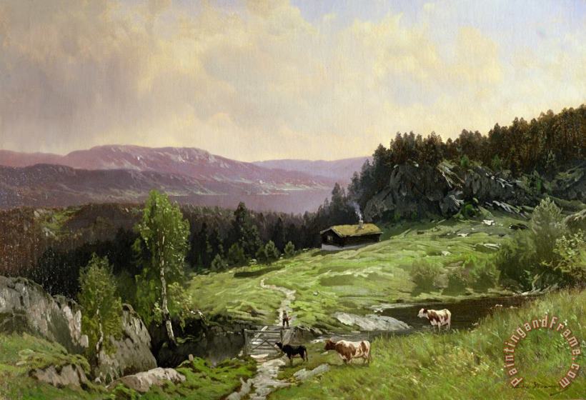 Telemark South Norway painting - Ludvig Skramstad Telemark South Norway Art Print