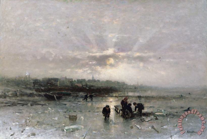 Ludwig Munthe Ice Fishing Art Painting