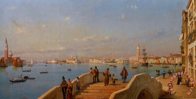 Luigi Querena View of The Lagoon Art Painting