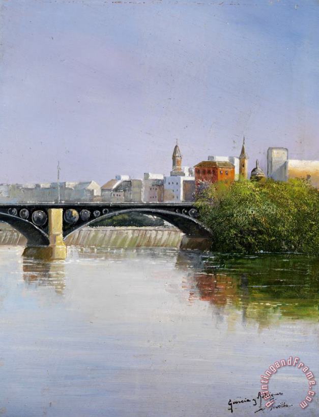 Bridge in Sevilla painting - Manuel Garcia y Rodriguez Bridge in Sevilla Art Print