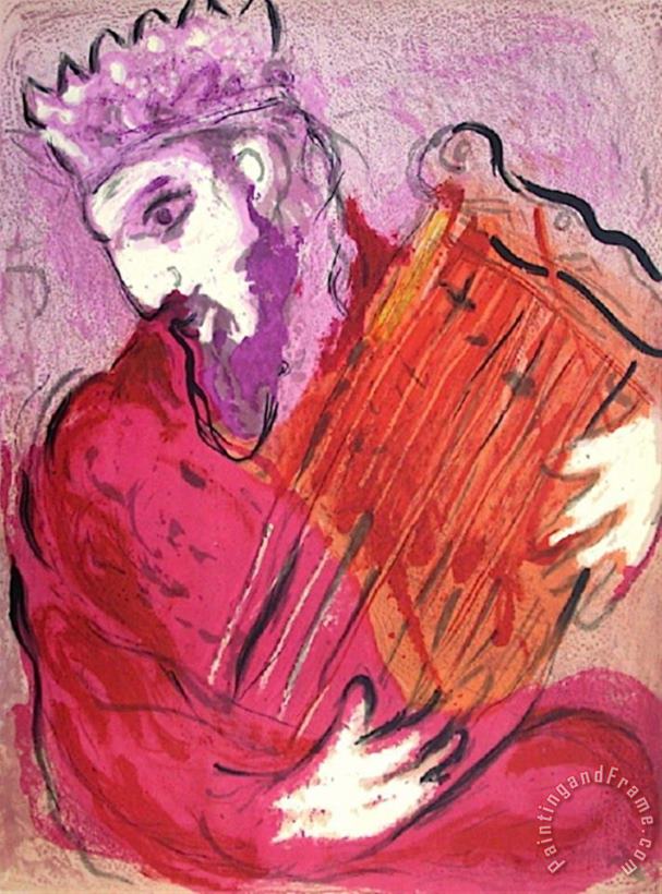 Marc Chagall Bible David a La Harpe Art Painting