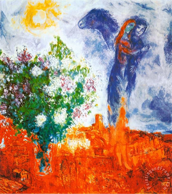 Couple Au Dessus De St Paul painting - Marc Chagall Couple Au Dessus De St Paul Art Print