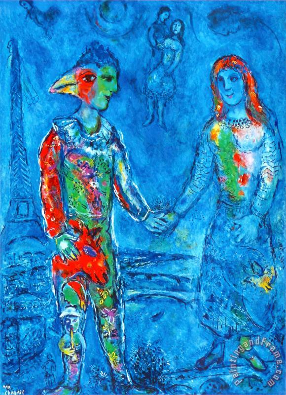 Marc Chagall Couple in Blue Art Painting