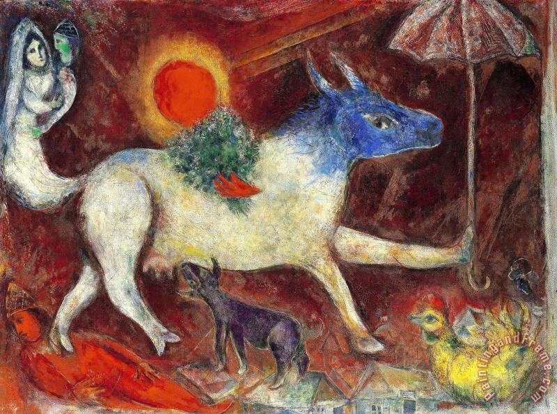 Cow with Parasol 1946 painting - Marc Chagall Cow with Parasol 1946 Art Print