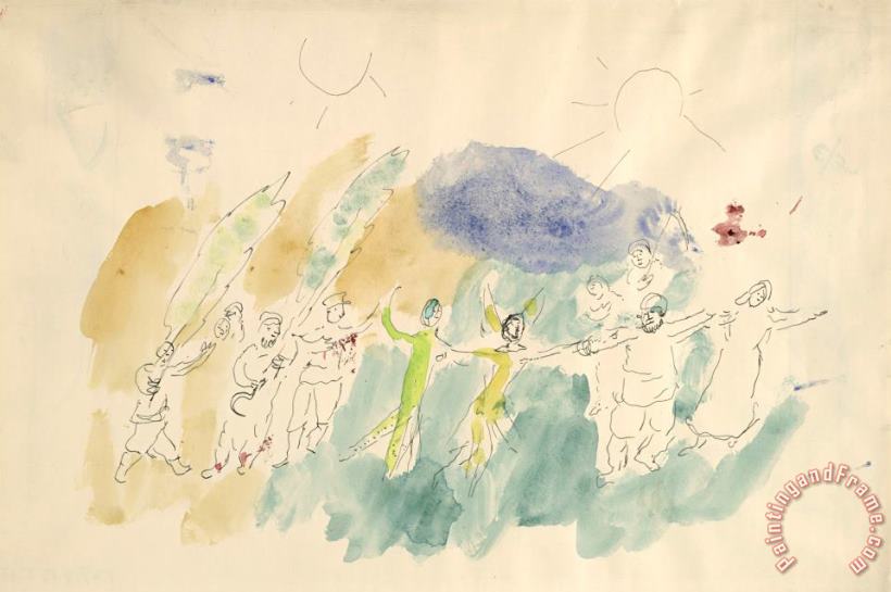 Marc Chagall Dance of Butterfly And Pan. Sketch for The Choreographer for Scene III of The Ballet Aleko. (1942) Art Painting