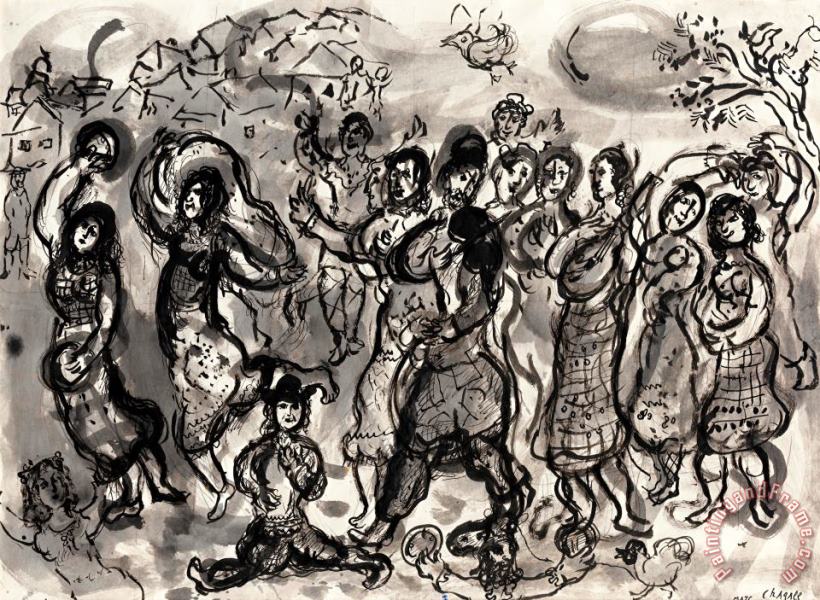 La Danse painting - Marc Chagall La Danse Art Print
