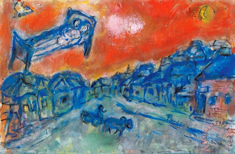 Marc Chagall Les Amoureux Dans Le Ciel Rouge De Vitebsk Art Painting