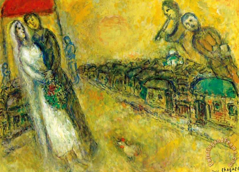 Marc Chagall Les Maries Sous Le Baldaquin Art Painting
