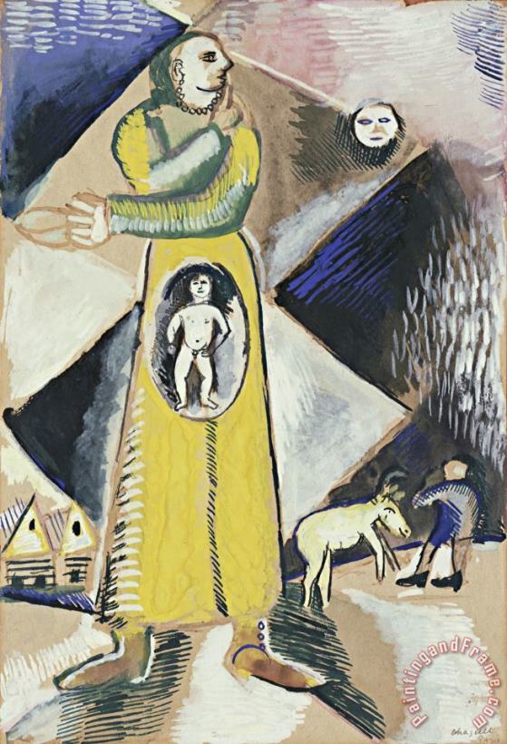 Maternity. (1912) painting - Marc Chagall Maternity. (1912) Art Print