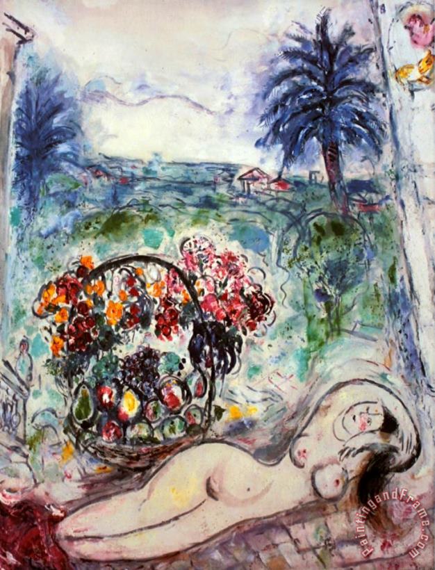 Marc Chagall Nude with Flowers Art Print