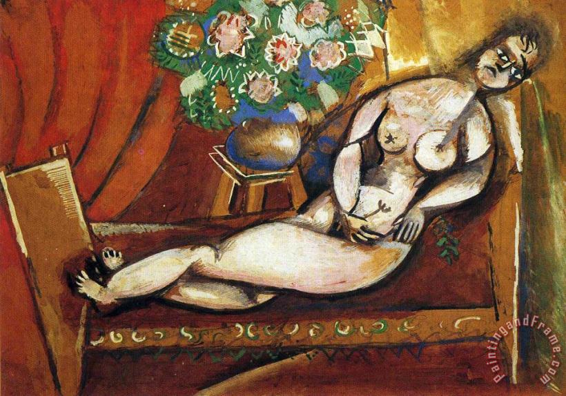 Reclining Nude 1911 painting - Marc Chagall Reclining Nude 1911 Art Print