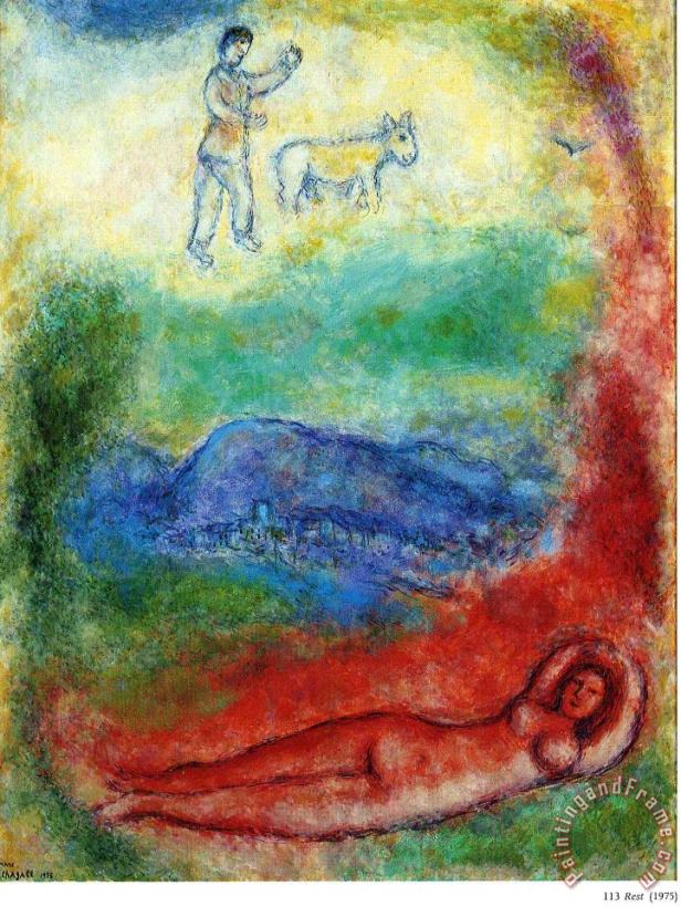 Rest 1975 painting - Marc Chagall Rest 1975 Art Print