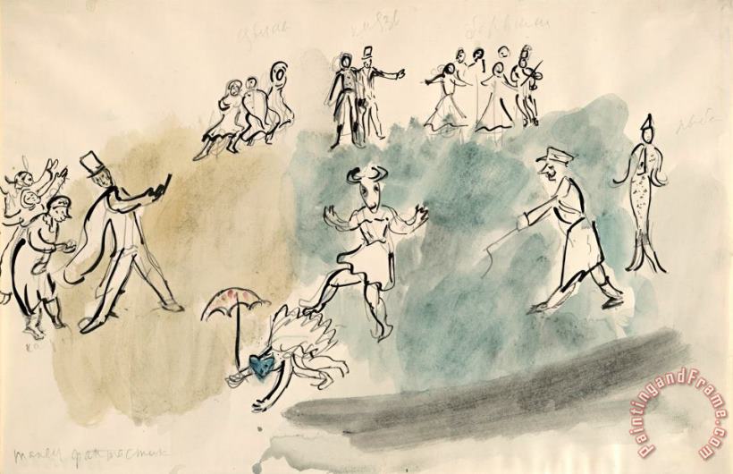 Marc Chagall Sketch for The Choreographer, for Aleko. (1942) Art Painting