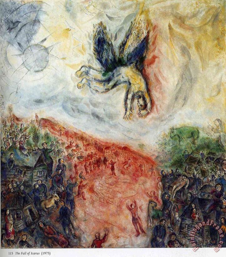 Marc Chagall The Fall of Icarus 1975 Art Print