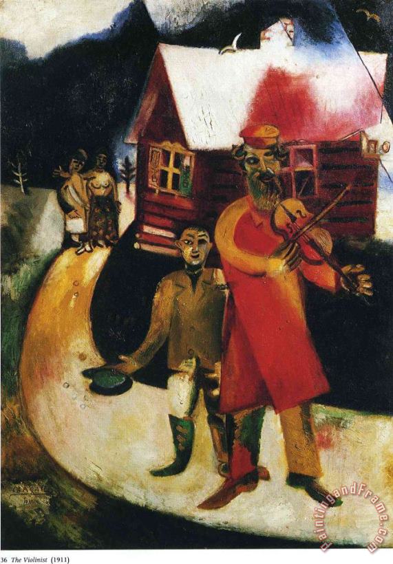 The Fiddler 1914 painting - Marc Chagall The Fiddler 1914 Art Print