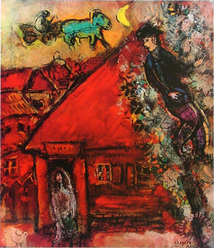 The Red House painting - Marc Chagall The Red House Art Print