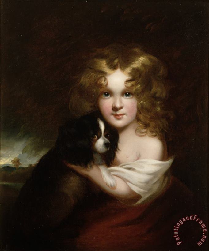 Young Girl with a Dog painting - Margaret Sarah Carpenter Young Girl with a Dog Art Print