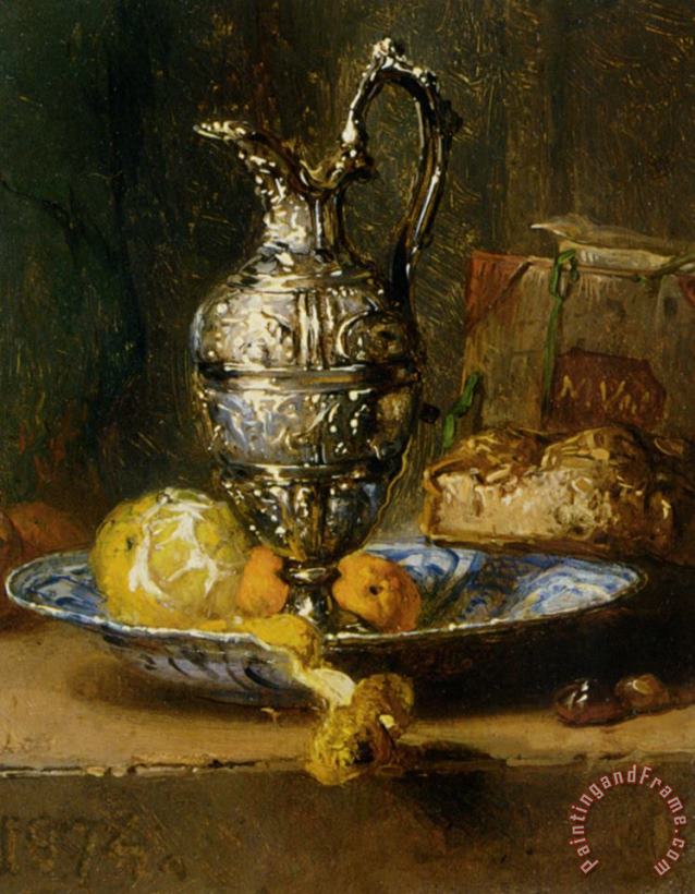 Maria Vos A Still Life with a Lemon, Oranges, Bread, And a Pitcher Art Print