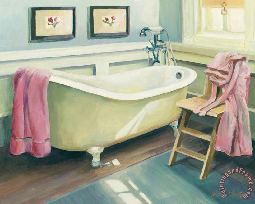 Marilyn Hageman Cottage Bathtub Art Painting