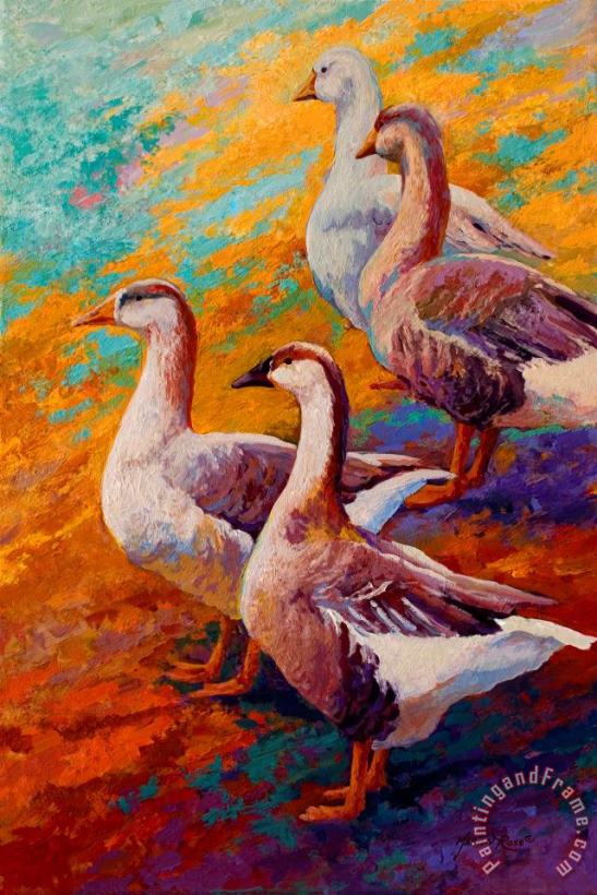 A Gaggle Of Four - Geese painting - Marion Rose A Gaggle Of Four - Geese Art Print