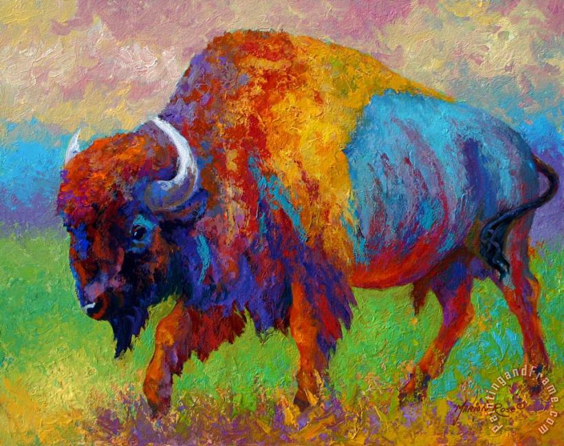 A Journey Still Unknown - Bison painting - Marion Rose A Journey Still Unknown - Bison Art Print