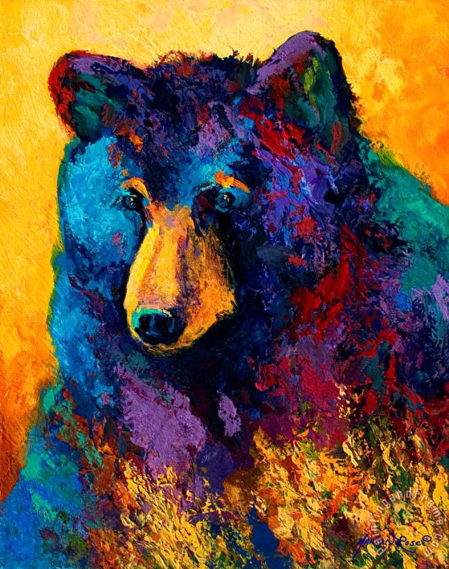 Marion Rose Bear Pause - Black Bear Art Print