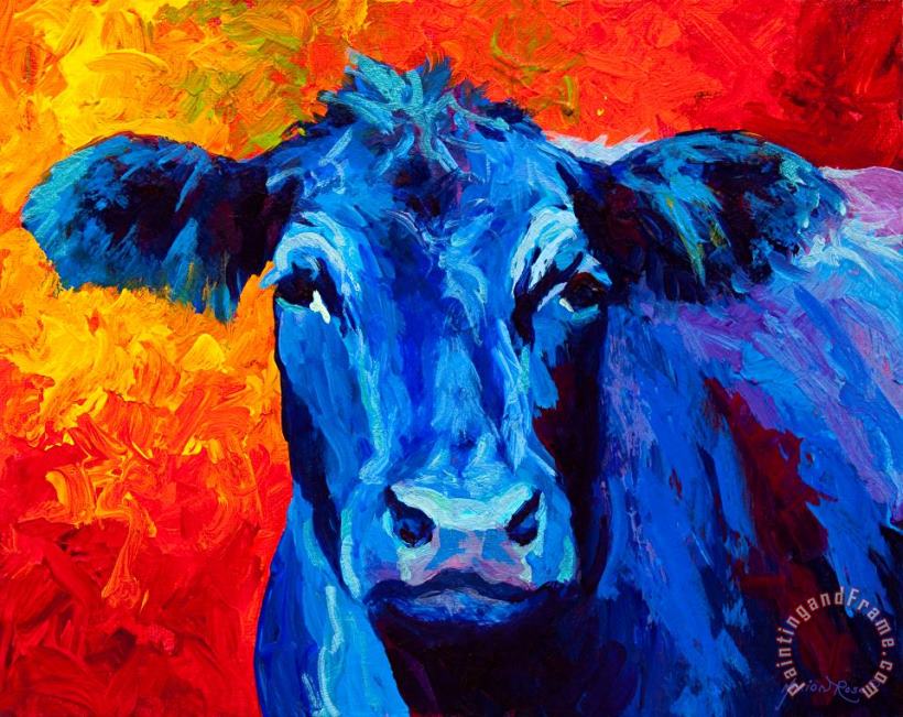 Blue Cow II painting - Marion Rose Blue Cow II Art Print