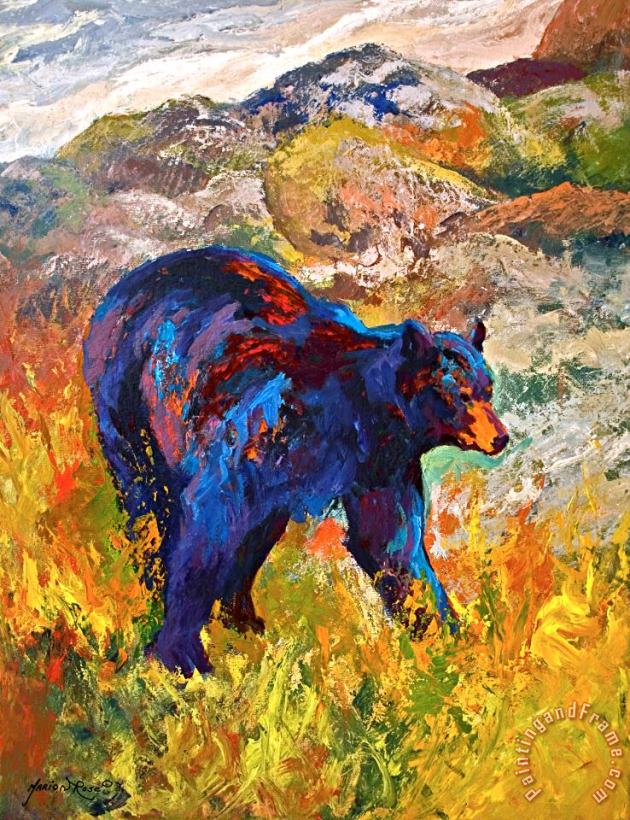 By The River - Black Bear painting - Marion Rose By The River - Black Bear Art Print