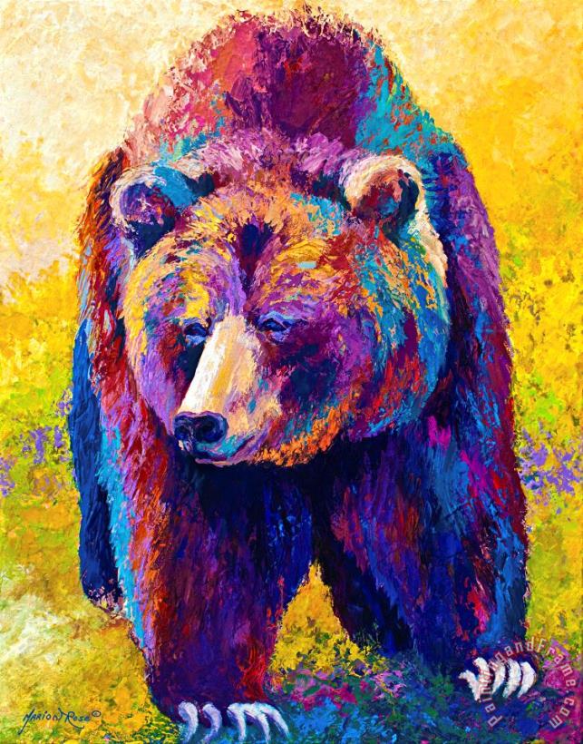 Close Encounter - Grizzly Bear painting - Marion Rose Close Encounter - Grizzly Bear Art Print