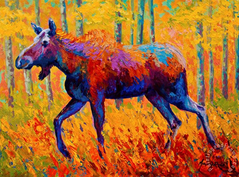 Cow Moose painting - Marion Rose Cow Moose Art Print