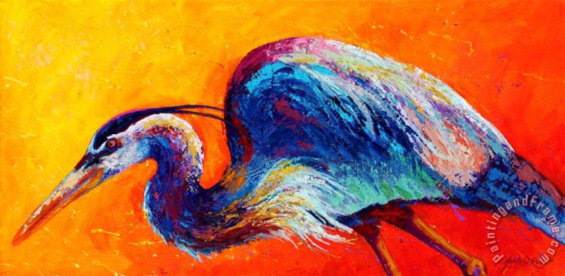 Marion Rose Daddy Long Legs - Great Blue Heron Art Painting
