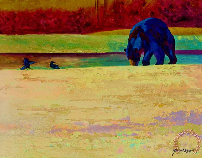 Foraging At Neets Bay - Black Bear painting - Marion Rose Foraging At Neets Bay - Black Bear Art Print
