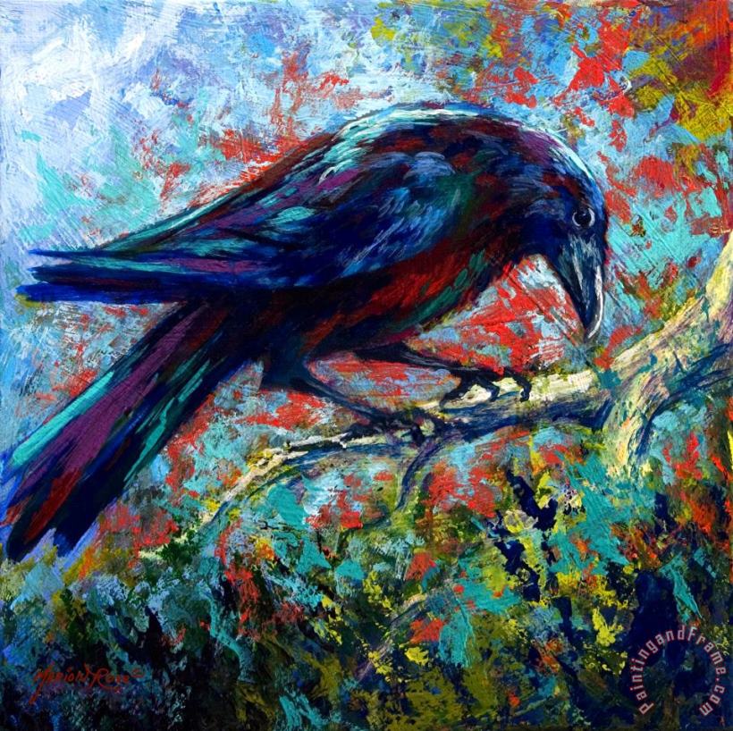 Lone Raven painting - Marion Rose Lone Raven Art Print